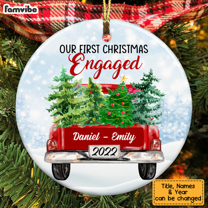 Personalized Couple First Christmas Red Truck Circle Ornament SB61 81O53 1