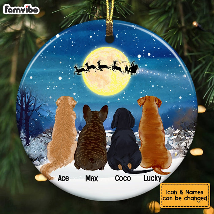 Personalized Dog Christmas Watching Santa  Ornament OB263 81O53 1