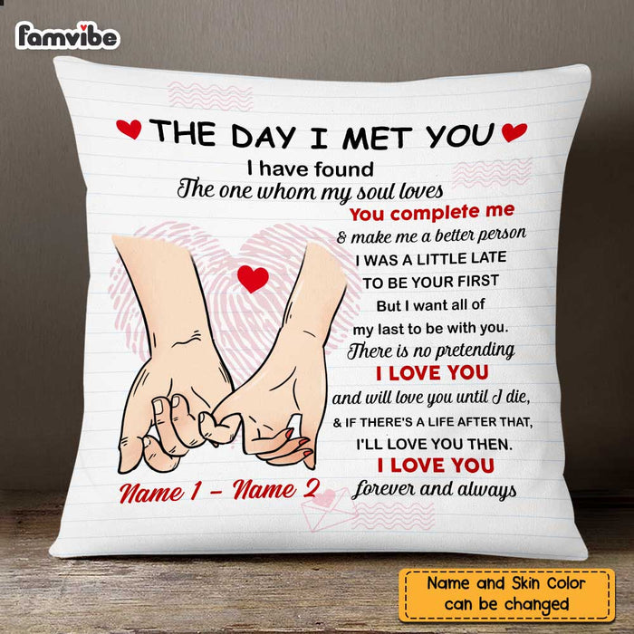 Personalized Couple The Day I Meet You Pillow MR31 67O47 1