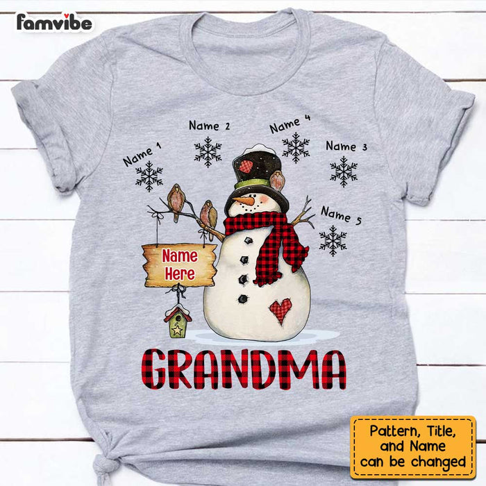 Personalized Snowman Grandma Christmas T Shirt SB41 81O47 1