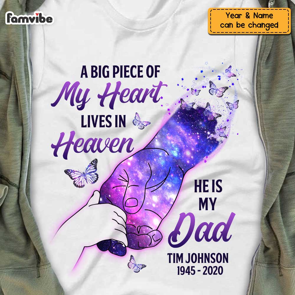Personalized My Dad Lives In Heaven Memorial T Shirt JL291 73O47