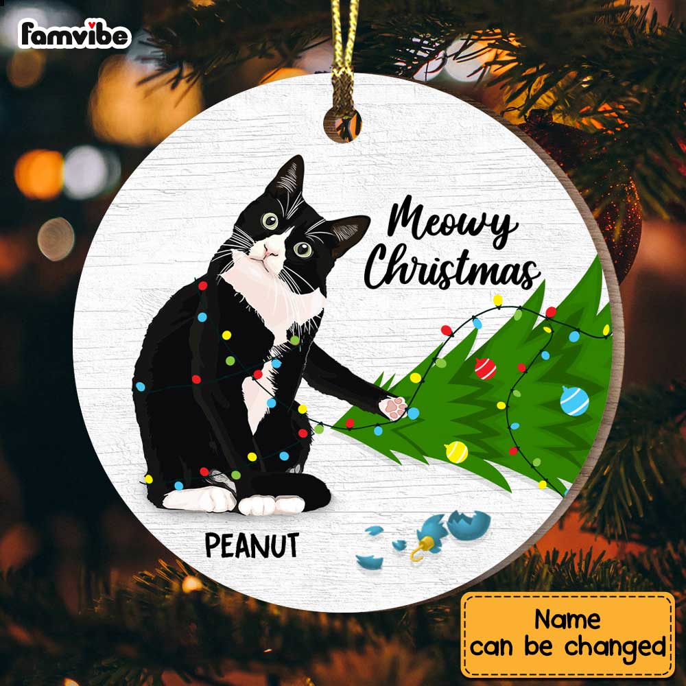 Personalized Tuxedo Cat Christmas Ornament OB211 85O58
