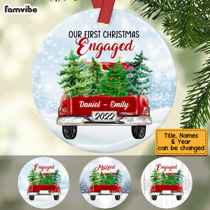 Personalized Couple First Christmas Red Truck Circle Ornament SB61 81O53 1