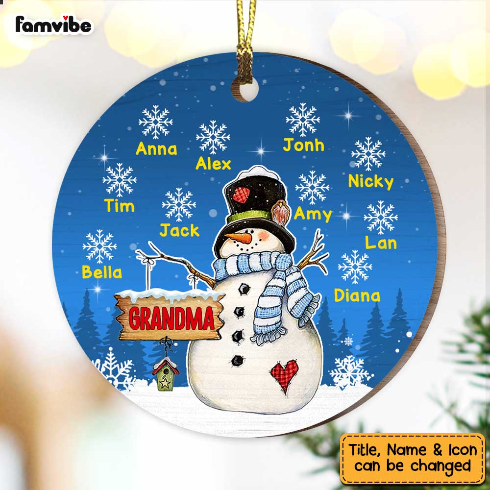Personalized Grandma Snowman Christmas  Ornament OB133 81O47