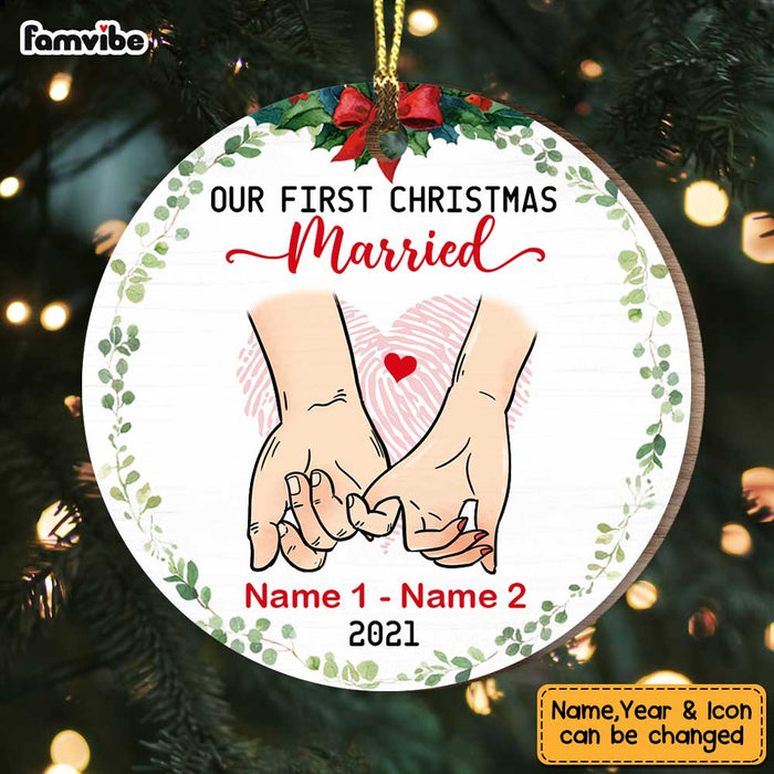 Personalized Couple Christmas Engaged Married Circle Ornament OB293 81O47 1