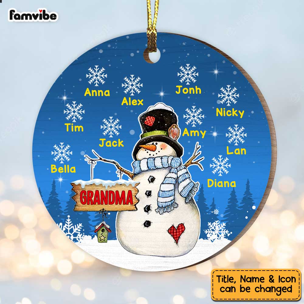 Personalized Grandma Snowman Christmas  Ornament OB133 81O47