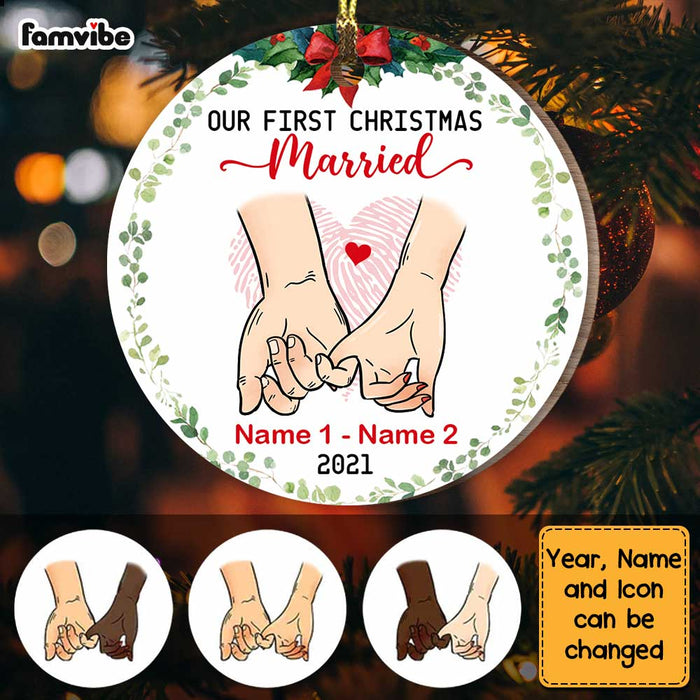 Personalized Couple Christmas Engaged Married Circle Ornament OB293 81O47 1