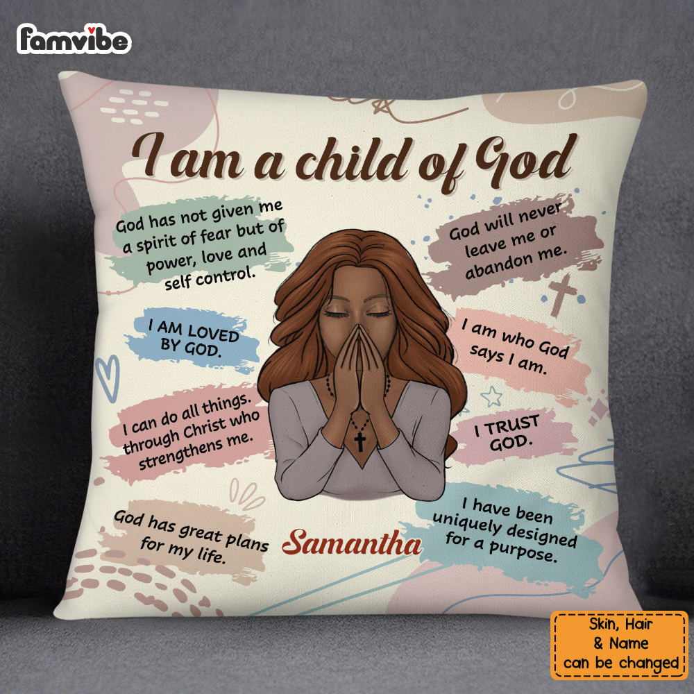 Personalized Daughter I Am A Child Of God Bible Verse Prayer Pillow NB282 58O47