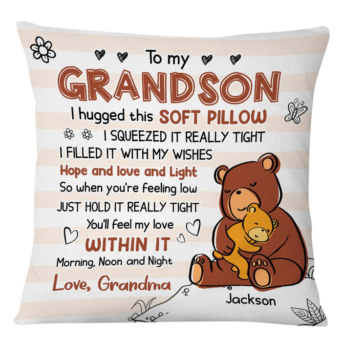 Personalized Mom Grandma Hug This Bear Drawing Pillow AP51 23O28 1