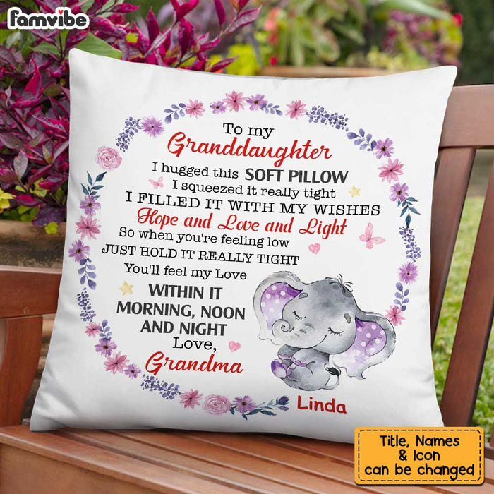 Personalized Elephant To My Granddaughter Hug This Pillow OB103 32O34 1