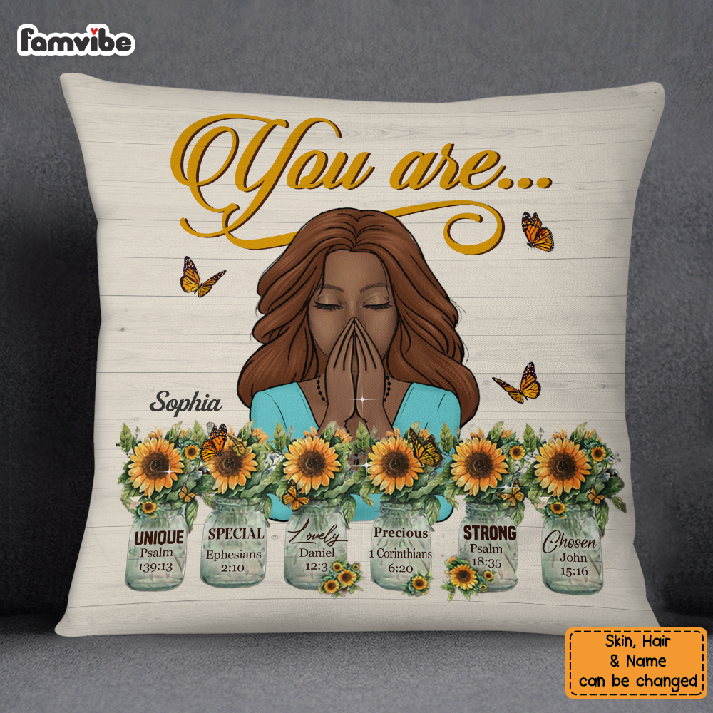 Personalized Bible Verses God Says You Are Pillow DB141 32O58