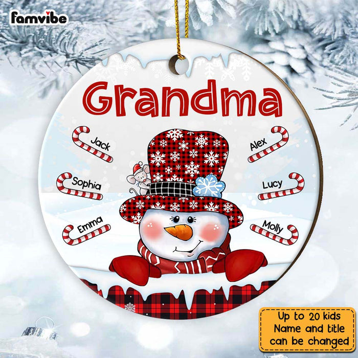 Personalized Grandma Snowman Circle Ornament NB93 36O28 1