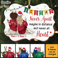 Personalized Christmas Sistas Never Apart Long Distance Benelux Ornament OB81 85O34 thumb 1
