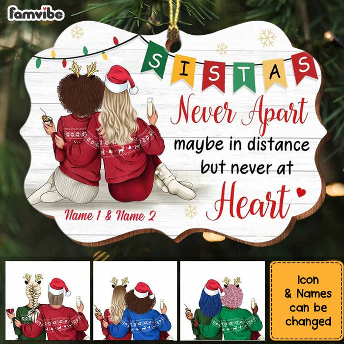 Personalized Christmas Sistas Never Apart Long Distance Benelux Ornament OB81 85O34 1