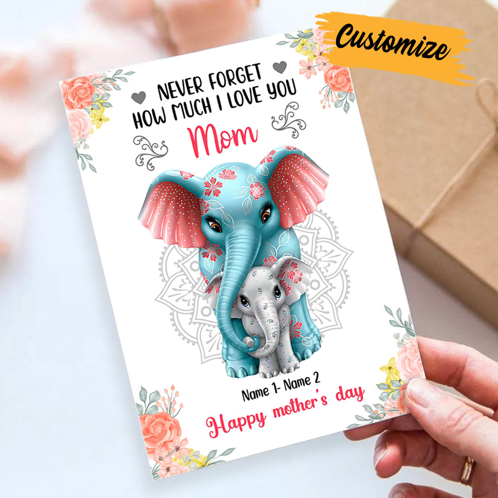 Personalized Elephant Mom Grandma Mother's Day Card MR143 95O28