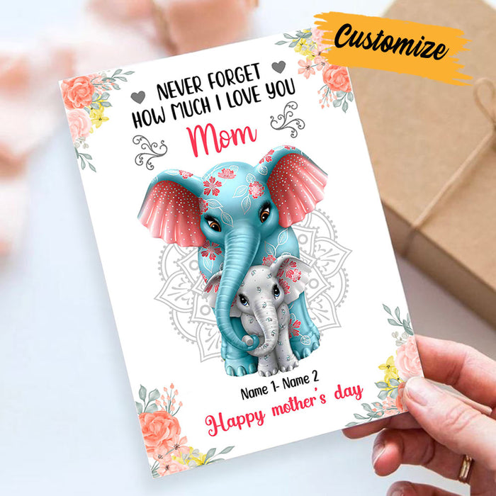 Personalized Elephant Mom Grandma Mother's Day Card MR143 95O28 1