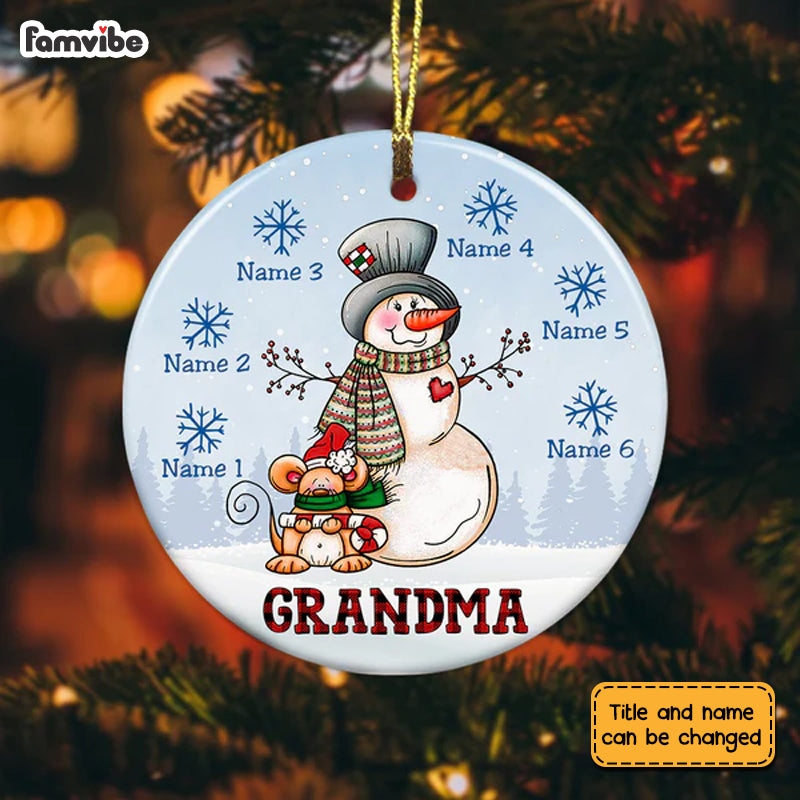 Personalized  Christmas Snowman Grandma Circle Ornament AG267 85O53