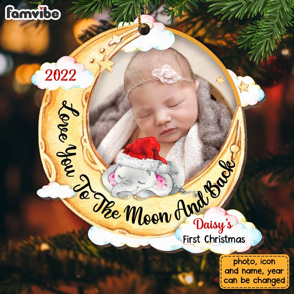 Personalized Elephant Baby First Christmas Ornament OB34 58O28