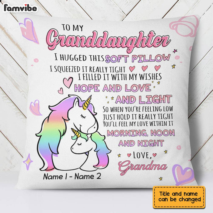 Personalized Mom Grandma Hug This Unicorn Drawing Pillow AP83 23O28 1