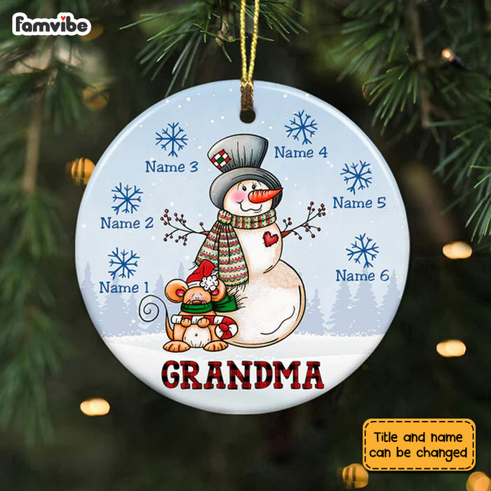 Personalized  Christmas Snowman Grandma Circle Ornament AG267 85O53 1