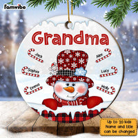 Personalized Grandma Snowman Circle Ornament NB93 36O28 thumb 1