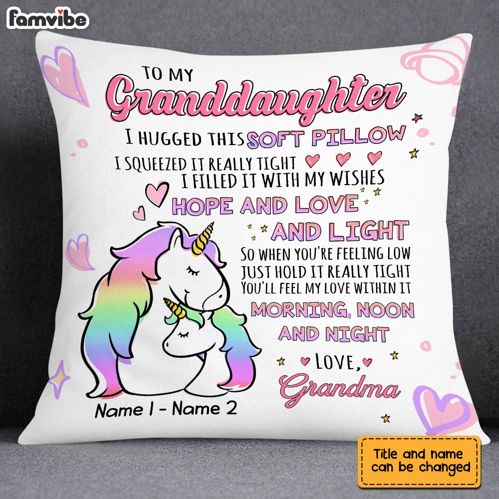 Personalized Mom Grandma Hug This Unicorn Drawing Pillow AP83 23O28