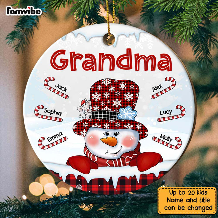 Personalized Grandma Snowman Circle Ornament NB93 36O28 1