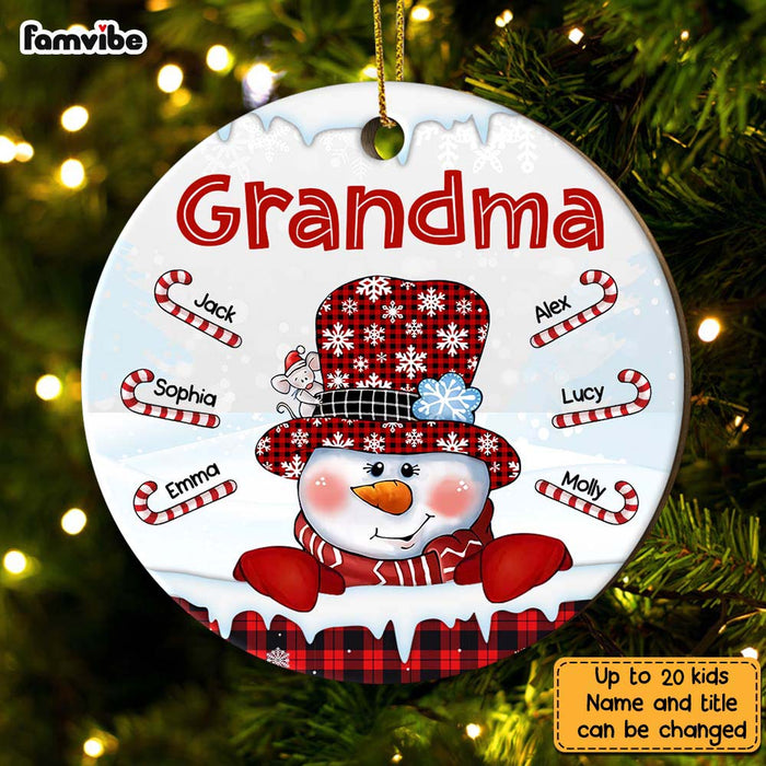 Personalized Grandma Snowman Circle Ornament NB93 36O28 1