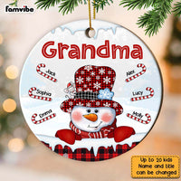 Personalized Grandma Snowman Circle Ornament NB93 36O28 thumb 1