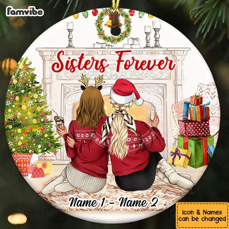 Personalized Christmas Friends Sisters Circle Ornament OB61 24O53