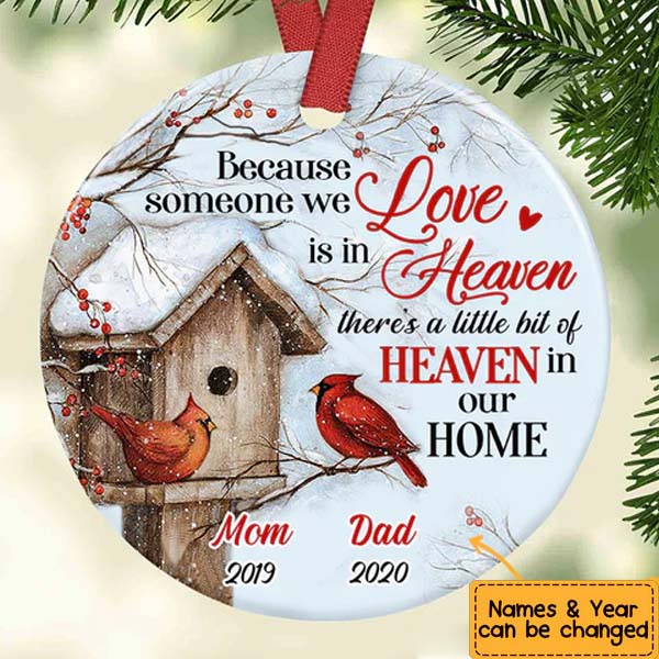 Personalized Cardinal Memorial Mom Dad Circle Ornament NB184 85O34 1