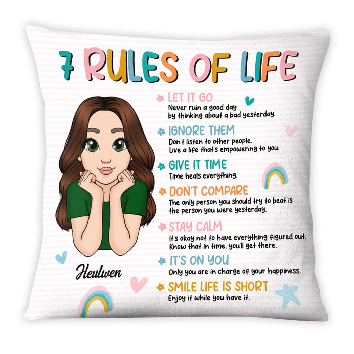 Personalized Granddaughter Daughter 7 Rules of Life Reminders Pillow 22849 1