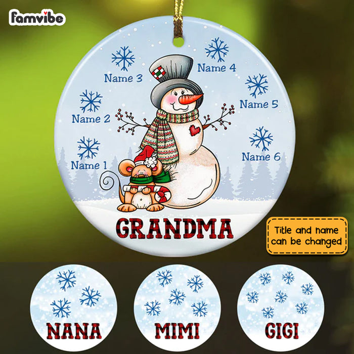Personalized  Christmas Snowman Grandma Circle Ornament AG267 85O53 1