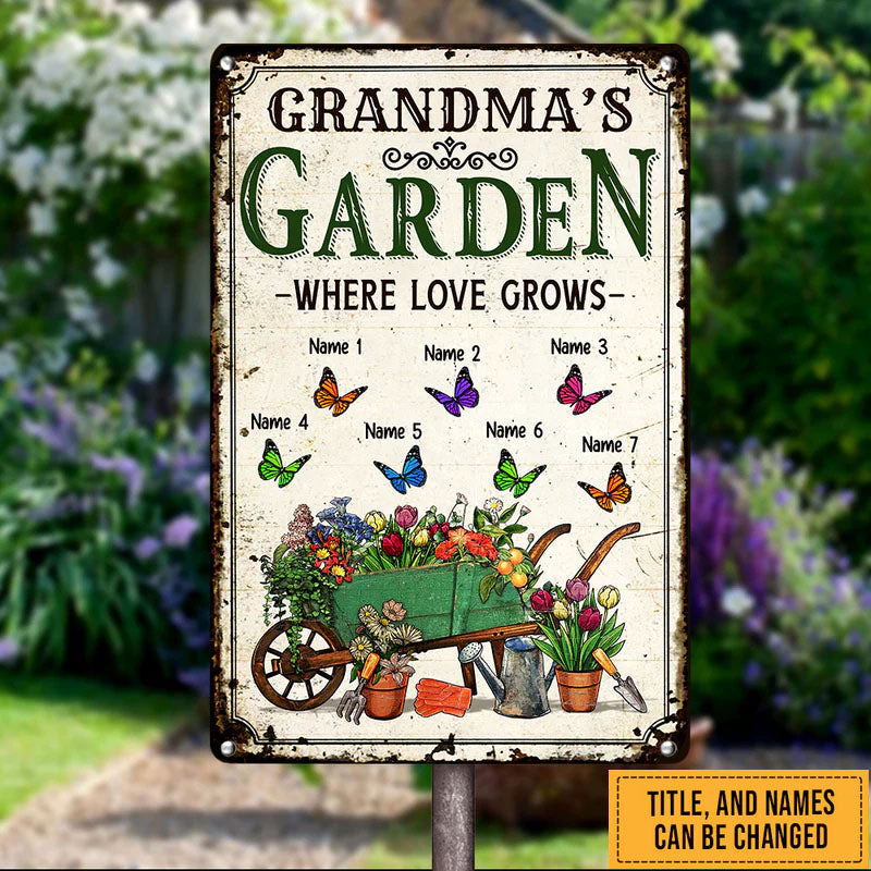 Personalized Grandma Butterflies Garden Metal Sign JN304 30O47