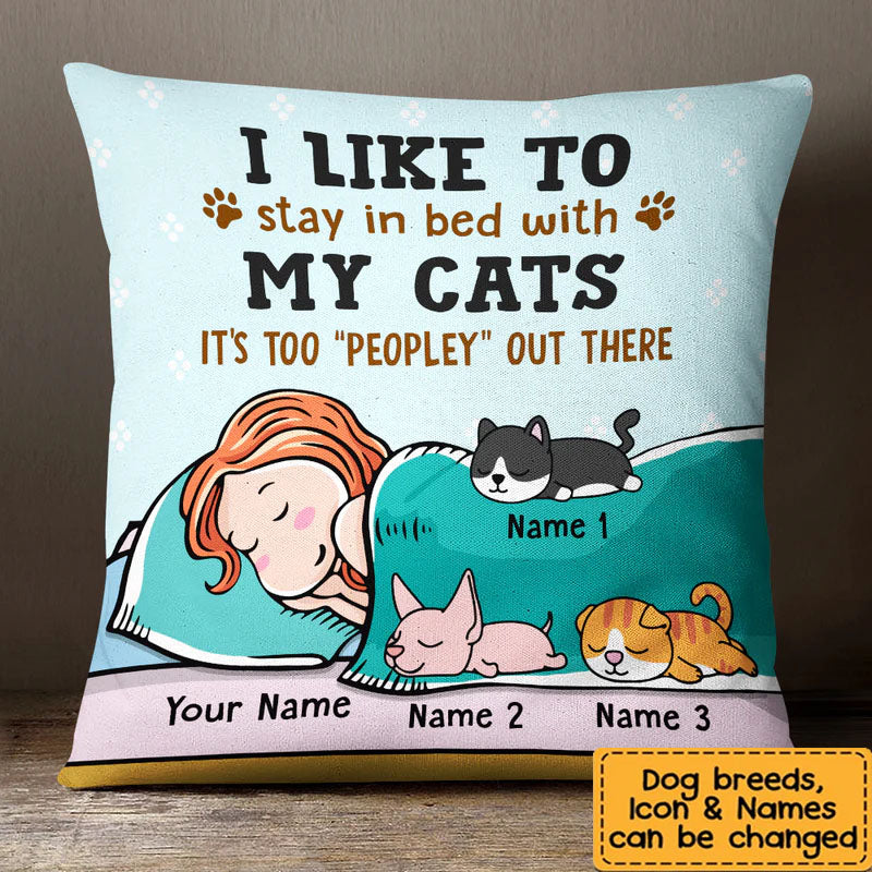 Personalized Cat Mom Stay In Bed With My Cat Pillow  JR131 29O47