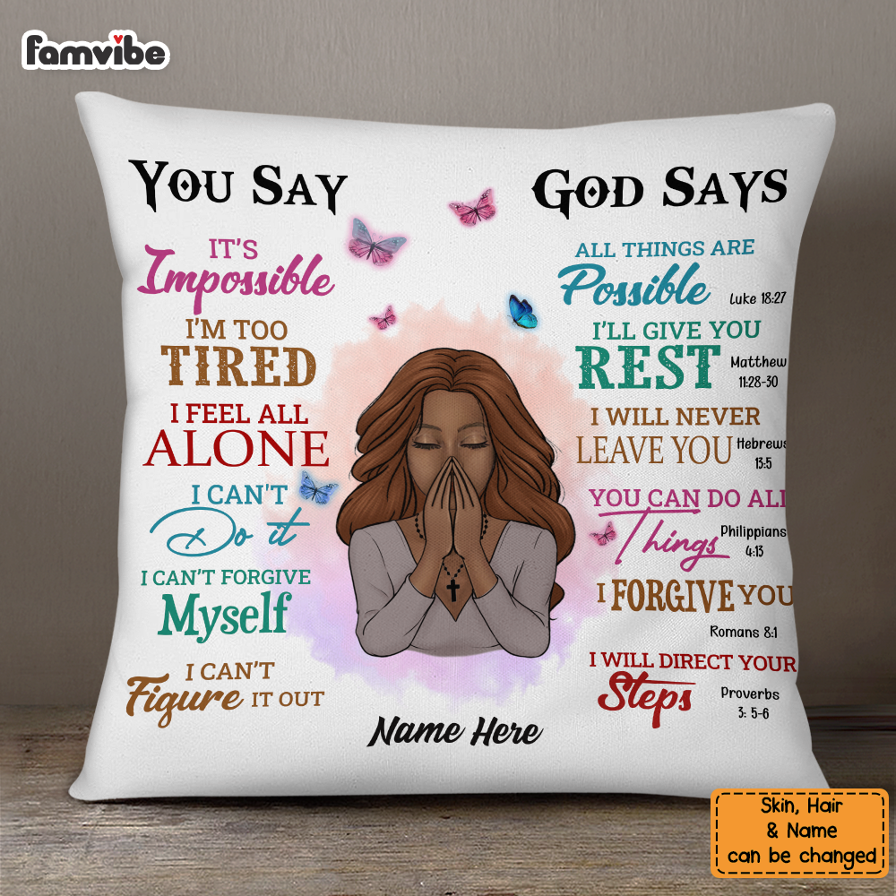 Personalized God Says You Are Daughter Pillow NB103 87O53