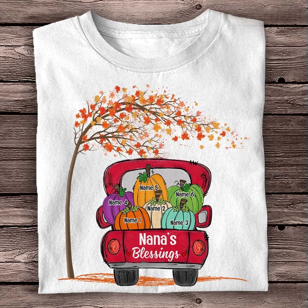 Personalized Grandma Little Pumpkin Fall Halloween T Shirt JL272 81O58