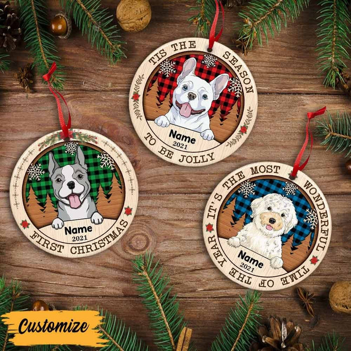 Personalized Wonderful Time Christmas Dog Circle Ornament NB11 23O57 1