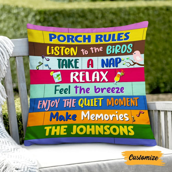 Personalized Outdoor Porch Rules Pillow NB301 81O47 1