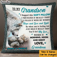 Personalized Wolf To My Grandson Hug This Pillow DB242 23O57 thumb 1