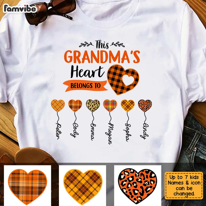 Personalized Fall Grandma's Heart Belongs To T Shirt AG214 32O31 1