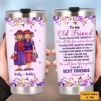 Personalized Old Friends Thank You Purple Flower Steel Tumbler NB283 58O76 thumb 1