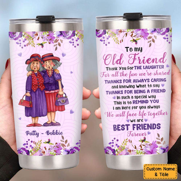 Personalized Old Friends Thank You Purple Flower Steel Tumbler NB283 58O76 1