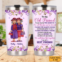 Personalized Old Friends Thank You Purple Flower Steel Tumbler NB283 58O76 thumb 1