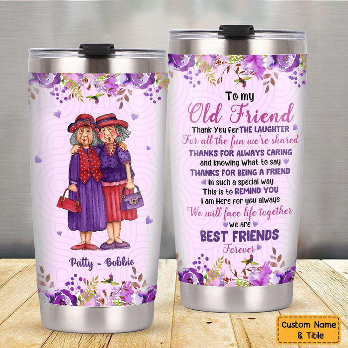 Personalized Old Friends Thank You Purple Flower Steel Tumbler NB283 58O76 1