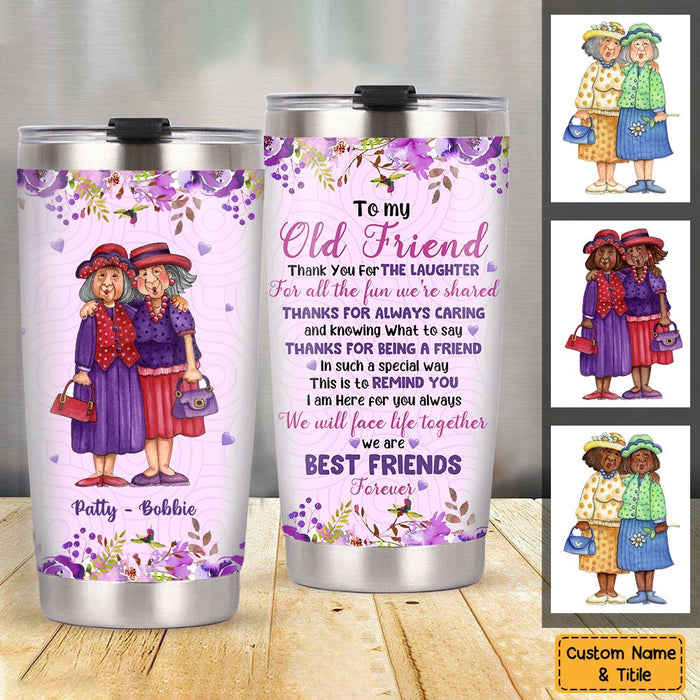 Personalized Old Friends Thank You Purple Flower Steel Tumbler NB283 58O76 1