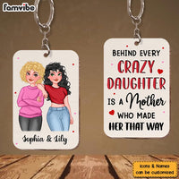 Personalized Behind Every Crazy Daughter Wood Keychain 24430 thumb 1