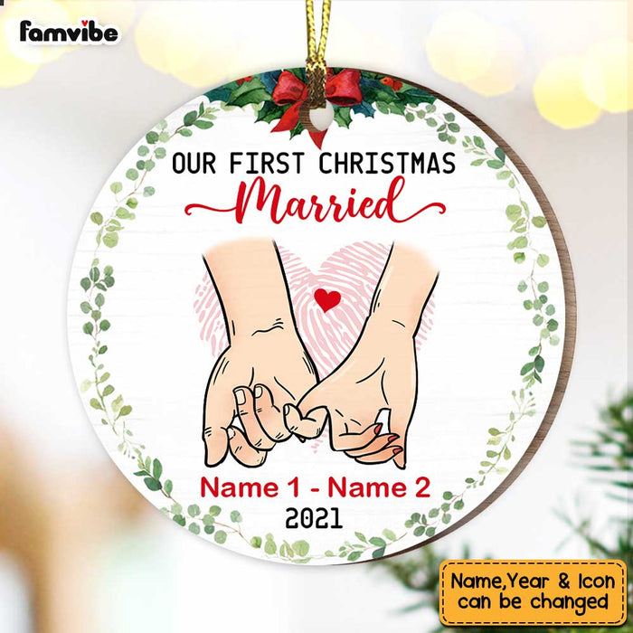 Personalized Couple Christmas Engaged Married Circle Ornament OB293 81O47 1